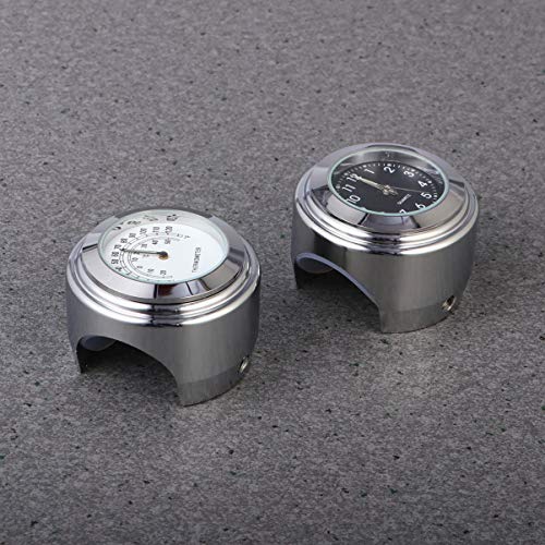 Garneck 2 peças de relógio de guidão de motocicleta e termômetro, relógios luminosos que brilham par