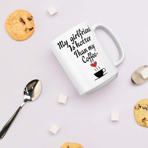 Miniatura 5 de Taza divertida con texto en inglés My Girlfriend Is Hotter Than My Coffee, regalo de broma para el día de San Valentín, novio y novia, idea de