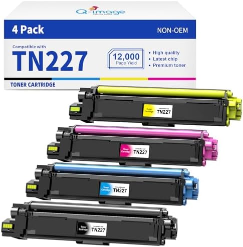 [with chip] TN227 Compatible Toner Cartridge Replacement for TN227 TN223 TN-227bk TN-223bk Work with MFC-L3770CDW MFC-L3710CW HL-L3270CDW HL-L3290CDW L3750CDW Printers (TN-227BK/C/M/Y,4 Pack)