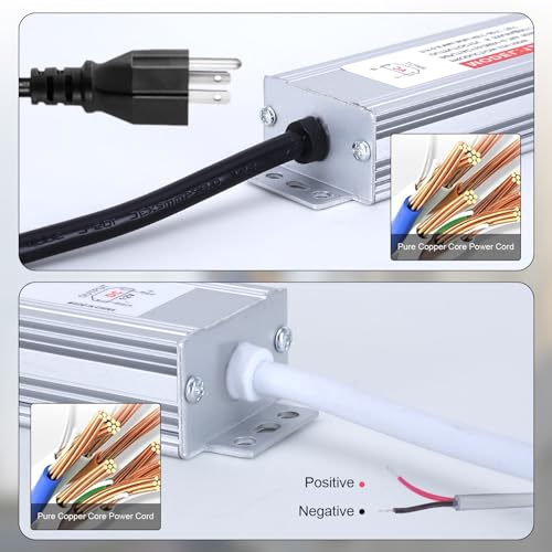 Image of QNNP LED Driver 60 Watts 24V DC with Plug, Waterproof Low Voltage Transformer Power Supply Transformer Adapter AC 85V-265V to 24V DC, IP67 LED Power Supply for Outdoor Indoor Lighting