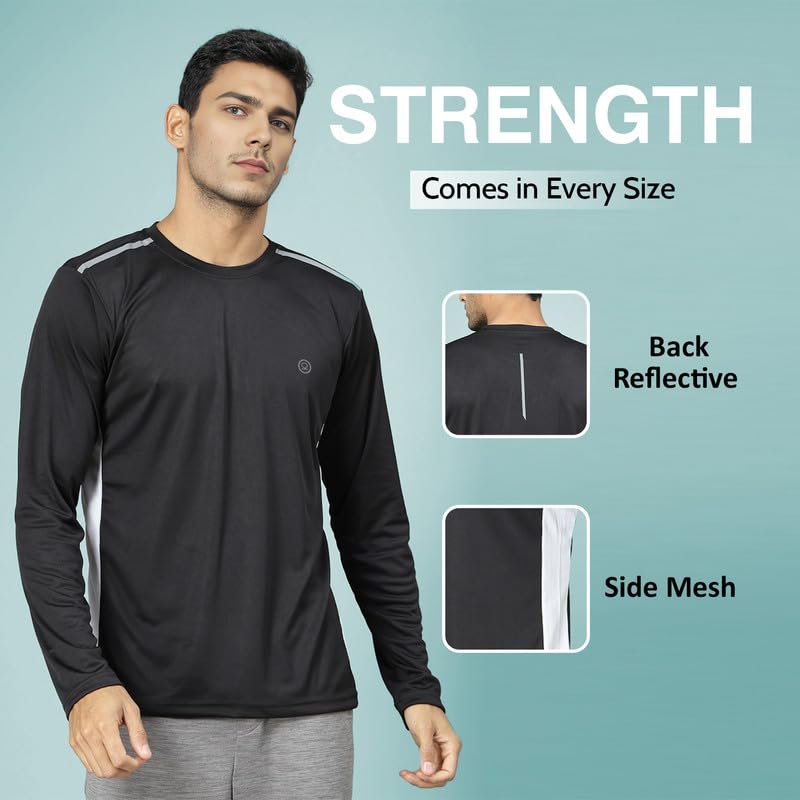 Image of CHKOKKO Gym T Shirts for Men Workout Solid Quick Dry Sports Men T-Shirts Breathable Lightweight Full Sleeve Regular Fit Round Neck Running Stylish Tshirt for man