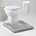 Genteele Non-Slip Memory Foam Contour Shaggy Bathroom Mat, Water Absorbent, Super Plush Bath Mat, Washable Bathroom Rug, 20" X 24" U-Shaped, Gray