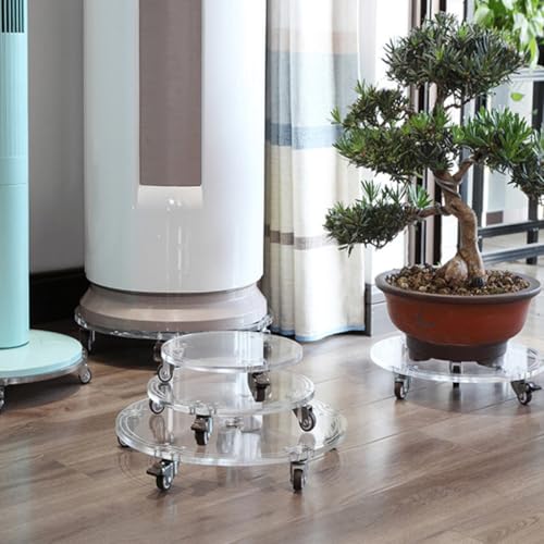 Support rond à roulettes pour pot de fleurs plastique déplaçable - 5