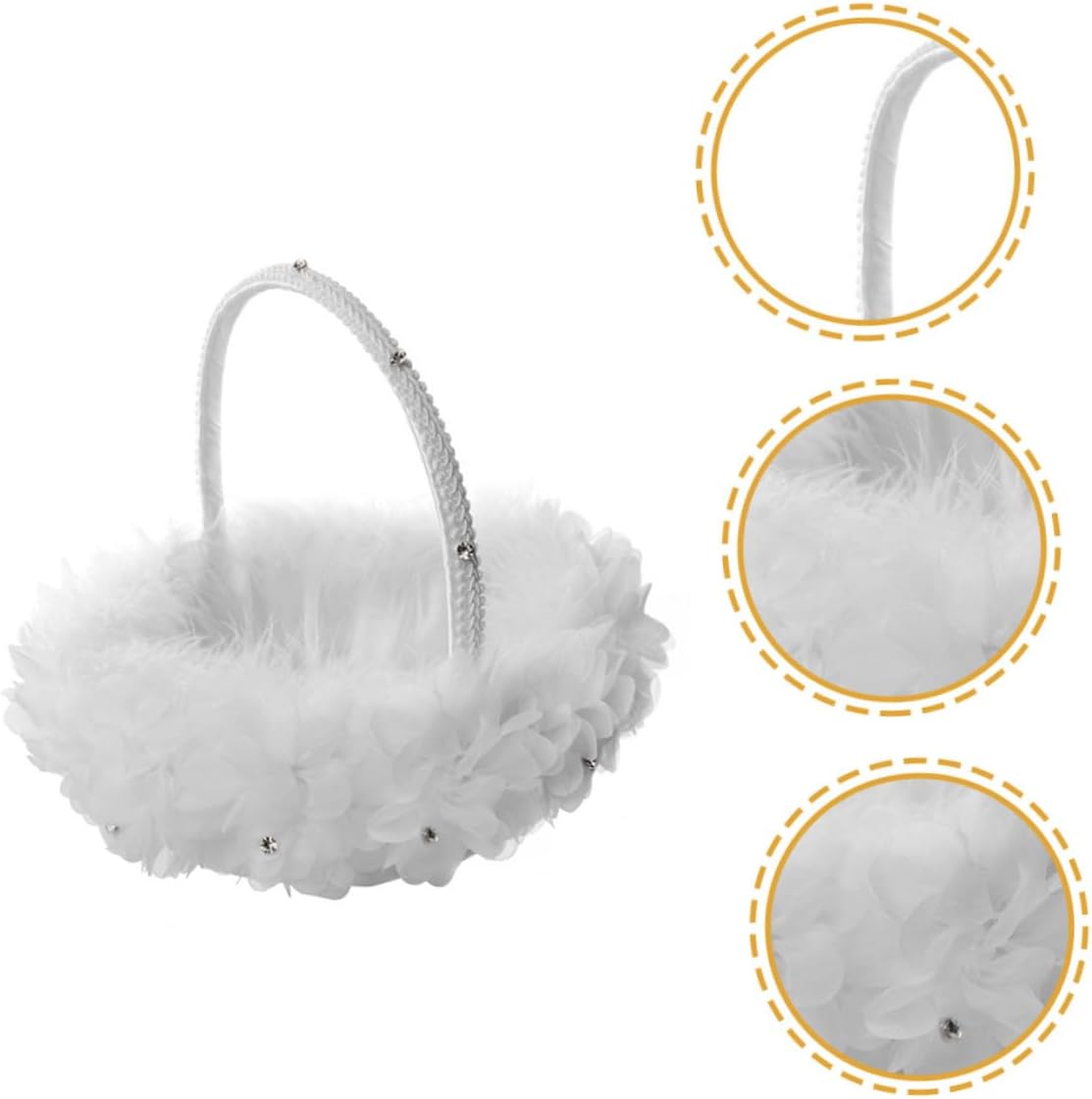 KICHOUSE Floral Girl Basket Wedding Flower Basket White Lace for Wedding Ceremony Party Supplies