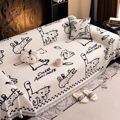 Couverture de jet canapé chenille réversible 180x380 cm pour salon