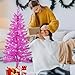 Liguanow 4ft Artificial Full Pink Christmas Tree with Separate Lights, Not Pre-lit Mini Pink Tinsel Pine Christmas Tree, 50 Lights, Small Xmas Tree for Home, Office, Party Decoration, Indoor