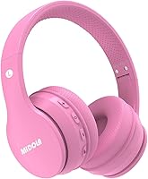 MIDOLA Kids Bluetooth 5.4 Headphones: 68H Wireless Playtime, 3-Stage Volume Limit 74/85/94dB, Foldable Over-Ear with Mic & Aux for Toddlers Pink