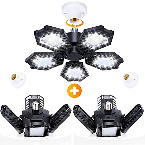 Tanbaby Motion Sensor Garage Light 150W + LED Garage Light 100W 2 Pack, Bright 15000LM Garage Lights with Motion, Ultra Bright Garage Lights Motion Activated LED Shop Light for Garage, Workshop