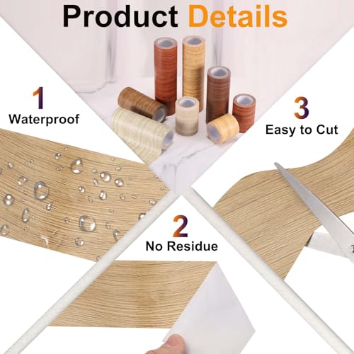 Image of PATIKIL Wood Grain Tape 2 inch x 32 ft, Self-Adhesive Wood Texture Repair Tape Realistic Wooden Effect Patch for Furniture Cabinets Floor Walls, Birch