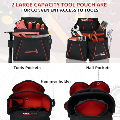 Image of MELOTOUGH Tool Belt with Suspenders Electrician Tool Bag Suspenders Framers Combo Apron Tool Belt Construction Tool Pouch Suspenders Heavy Duty Carpenter Suspension Rig(RED)