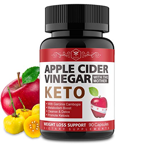 Apple Cider Vinegar Capsules with Mother + Keto Diet Pills with Garcinia Cambogia & BHB Salts for Cleanse and Detox, 90 Capsules Organic Raw ACV Pills Immune Spports Ketones Supplement