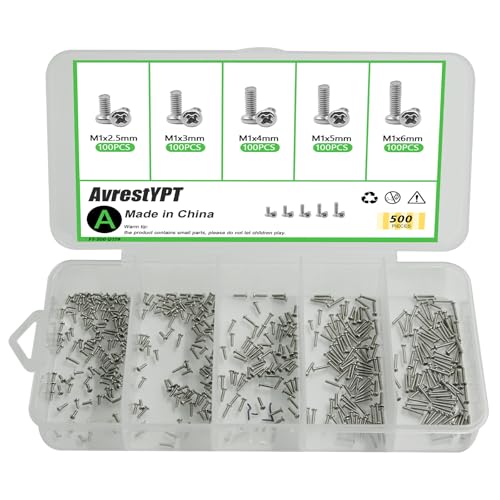 AvrestYPT 500�� 304 �X�e�����X�X�`�[�� ���g���b�N �}�C�N���X�N�����[ �i�b�g�̋l�ߍ��킹�AM1x2.5/3/4/5/6mm�T�C�Y�A�t�B���b�v�X�p���w�b�h�AArduino�ARC���f���A�G���N�g���j�N�X�ADIY�v���W�F�N�g�p�S�˂��L�b�g