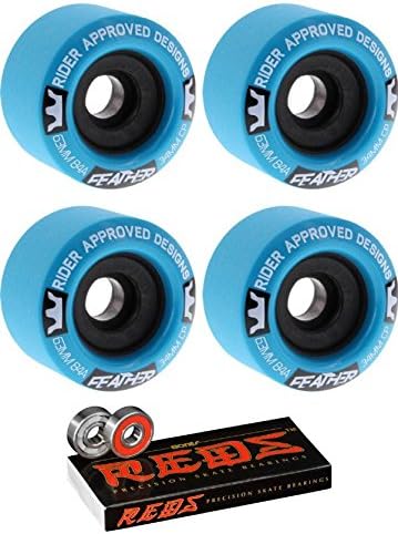 63mm RAD Wheels Feather Wheels with Bones Bearings - 8mm Bones REDS Precision Skate Rated Bearings - Bundle of 2 items