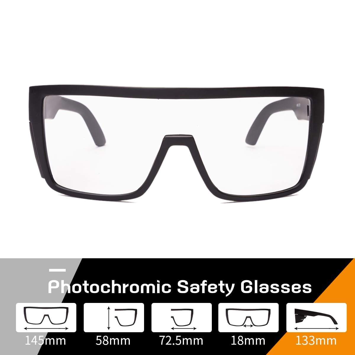 Przejściowe fotochromowe okulary ochronne dla mężczyzn kobiet owijane okulary ochronne z ochroną przed promieniowaniem UV