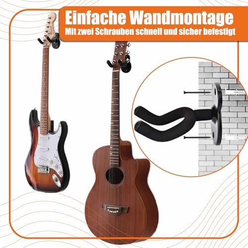 pixly 2 Stück Gitarrenhalter Wand, Gitarren Wandhalterung Wandhalter Gitarre & E-Gitarre & Ukulele Guitar Wall Mount
