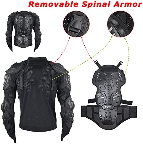 Motorcycle Protective Jacket Full Body Armor, Chest Spine Protection Dirt Bike Gear for Men Motocross MTB Racing