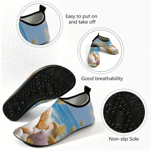 Calzado acuático de playa unisex transpirable con estampado de conchas marinas 4