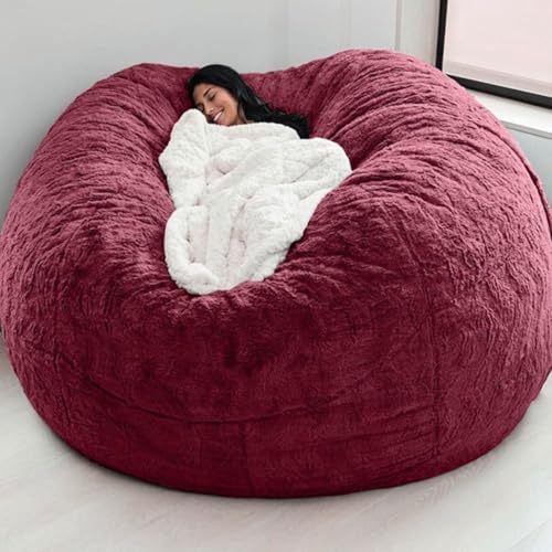 GWFBLID Puf Bean Bag mullidos y tiernos Funda para sillón para Adultos (sin Relleno) Lavable Puff Gigante XXL Peludo Cubierta para Sofá Perezoso Terciopelo para Interiores y Exteriores