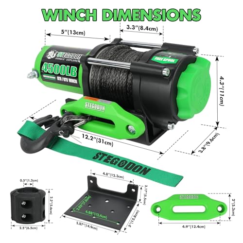 Stegodon USAM-STEW024 4500 Lb Atv/Utv Electric Winch 12V Waterproof Electric Winch Off-Road Synthetic Rope Winch thumb #1