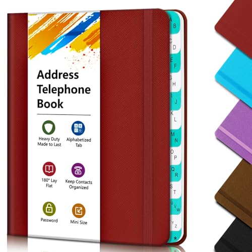 BLESWIN Address Book with Alphabetical Tabs, Hardcover Address Book for Record Contacts, Small...
