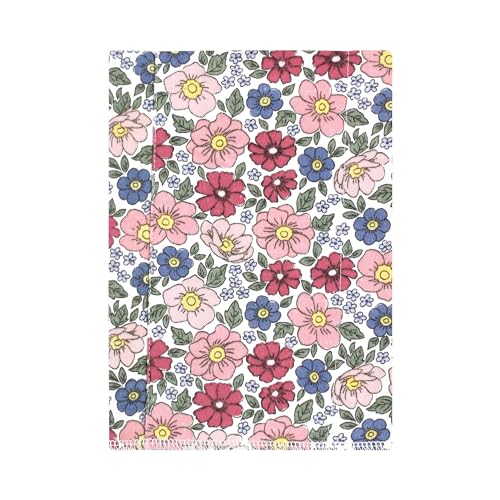 Image of Hudson Baby Unisex Baby Cotton Poly Flannel Burp Cloths, Pink Blue Pretty Floral 4 Pack, One Size