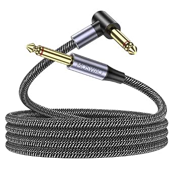 MOSWAG Guitar Cable 10 Ft, 1/4 Inch TS Right Angle Instrument Cable | Electric Guitar Cord, Pure oxygen free copper, Amp Cord Compatible with Electric Guitar, Bass, Amplifier Speakers - View 2