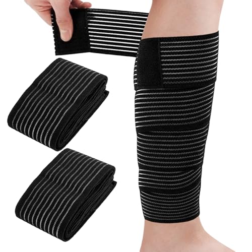 2 Pièces 200cm Genou Bandage Sport De Compression, Bandage Élastique Ajustable pour Poignet et Genou, Haute Élasticité Compression de la Cuisse, pour Bras, Coude, Veau, Main, Cheville, Poignet, Cuisse