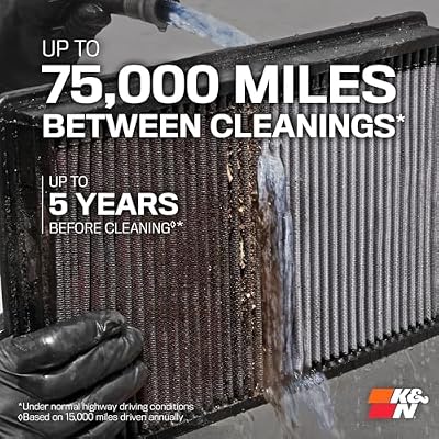 K&N Engine Air Filter: Reusable, Clean Every 75,000 Miles, Washable, Replacement Car Air Filter: Compatible with 2006-2016 Volvo (S60, V60, XC60, S60 II, S80, S80L, V70 II, III, XC 70, 70 II), 33-2418
