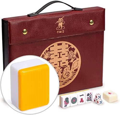 Yellow Mountain Imports Professional Chinese Mahjong Game Set - Double Happiness (Yellow) - with 146 Medium Size Tiles - for Chinese Style Game Play [專業中式麻將]