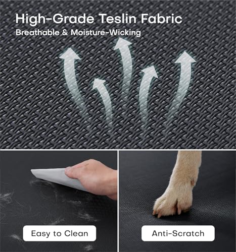 Made4Pets Outdoor Elevated Dog Bed for Large Dogs - Cooling Raised Pet Cot with Skid-Resistant Feet, Tool-Free Setup, Chew-Resistant Frame, Washable Mesh Hammock, Indoor & Outdoor Use, 42"x28", Black - Image 3