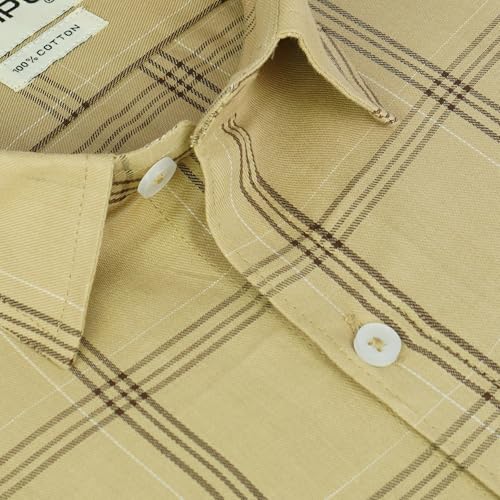 Image of GHPC 100% Cotton Checkered Half Sleeves Regular Fit Formal Shirt for Men
