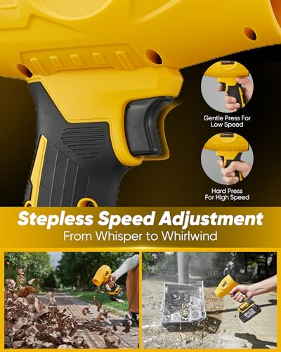 Image of SakerPlus Cordless Leaf Blower, 180000 RPM Portable Dust Cleaner Cordless 4.0Ah Battery with Adjustable Speed for Patio Driveways Workshop Lawn Cleaning (2 Battery with Storage Case)
