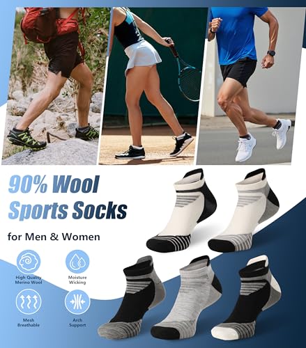 Image of 90% Merino Wool Athletic Breathable Low Cut Socks for Men 3 Pairs