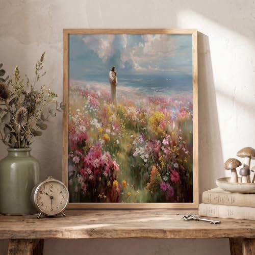 Tableau décoration murale salon moderne aquarelle fleurs 80x120