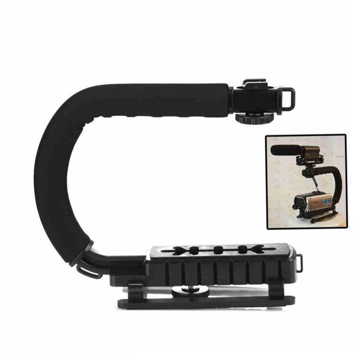 NUOBESTY Stabilizzatore Videocamera Portatile U Tipo con Impugnatura Maneggevole per Riprese Video Stabilizzate e Fotografie Nero