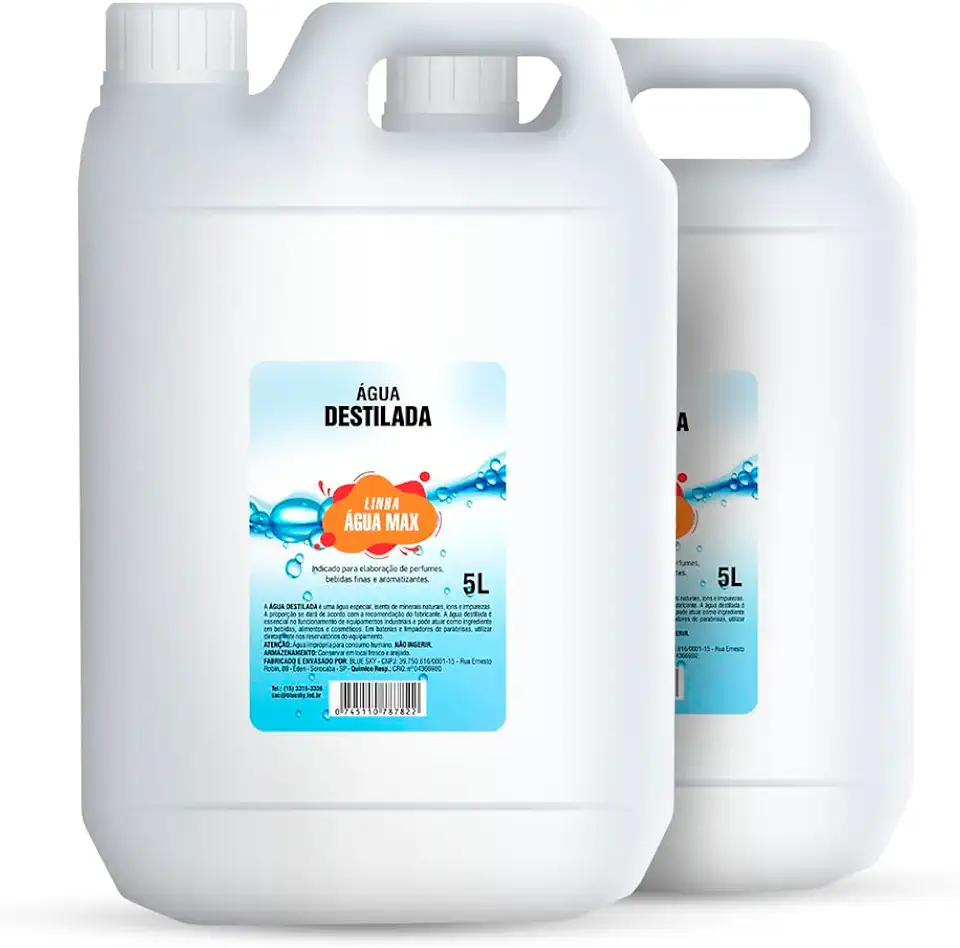 Kit com 2 Unidades Água Destilada Pura Para Autoclave Equipamentos Industriais e Cosmeticos 5 Litros
