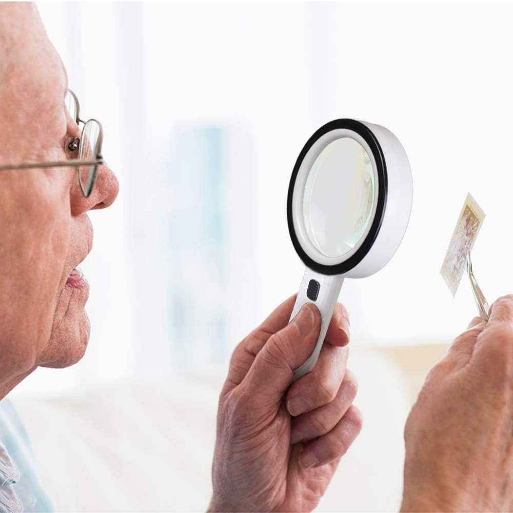 Gеt Dіѕсоunt оƒƒеr Magnifier Magnifying Glass with Light, 10X Handheld Lighted Led Magnifier with 12 LEDs Double Glass Lens for Seniors Reading, Coins, Stamps, Map,Jewelry, Inspection, Macular Degeneration