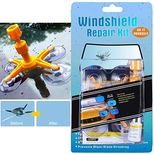 Randalfy Kit de Reparación Parabrisas de Automóvil Hágalo Usted Mismo Herramienta de Reparación de Parabrisas para Grietas de Vidrio Coche, Ojo de Buey, Forma de Estrella, Media Luna Cover