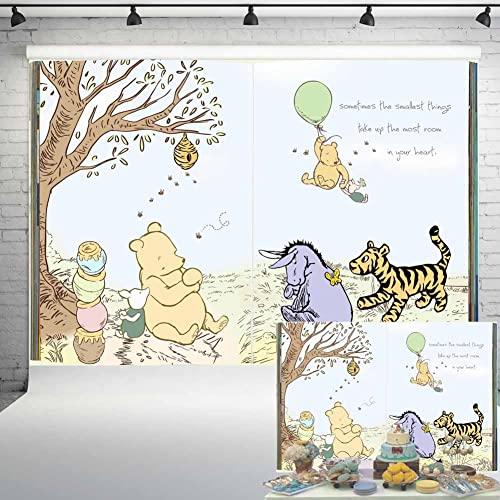 Classic Pooh Gender Reveal Decorations Giant Book Gender Neutral Backdrop Spring Hundred Acre Wood Background Winnie with