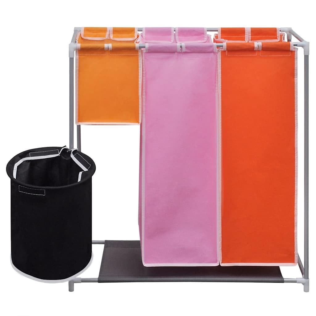Cesto para la colada de 3 cámaras con cubo de lavado, 2 unidades, plegable, con asa y tapa, para baño, dormitorio, lavandería y habitación infantil