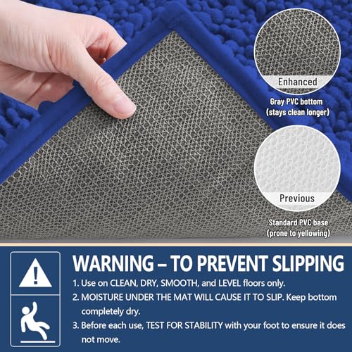 Image of Arotive Luxury Bathroom Rugs 30x20, Extra Soft Thick Absorbent Shaggy Chenille Bath Rugs, Machine Wash Dry, Bath Mats for Bathroom Floor, Tub and Shower, Home Decor Accessories, Dark Blue