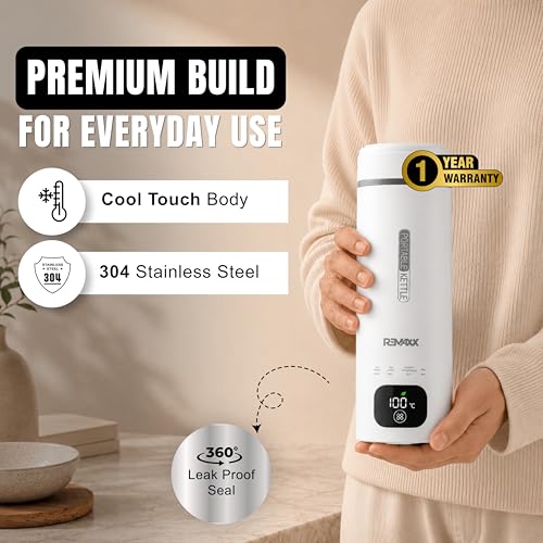 Image of Remaxx Thermo X 2.0 Portable Electric Kettle 500ml with Display | Quick Boil | Auto Shut-off | Multi-level temperature | Stay Warm Function | Auto Shut Off & Dry Boil Protection | For Office & Home