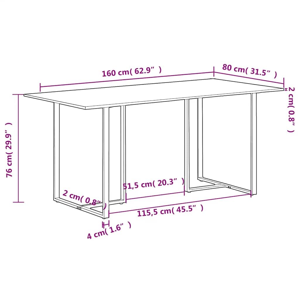 vidaXL Table de Salle à Manger Table de Cuisine Table à Dîner Table de Repas Meuble de Cuisine Maison Intérieur 160 cm Bois de Récupération Massif