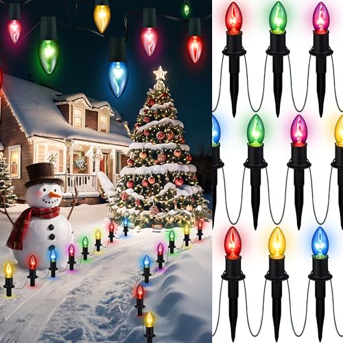 TIORIY Christmas Lights Outdoor 20 Pathway Lights - 24.2ft Multicolor