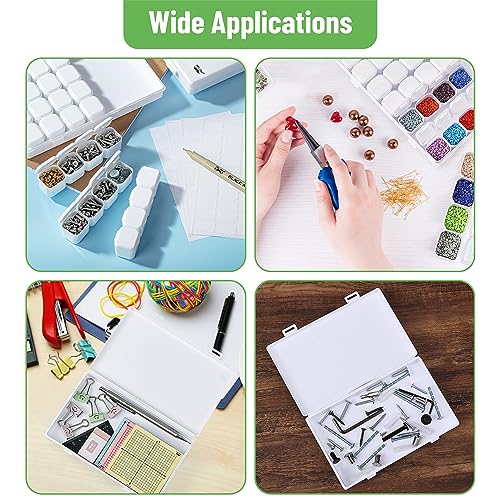 Image of Mr. Pen- Bead Storage Containers, 28 Grids, 2 Pack, White, 160 pcs Label Stickers, Transparent, Small Bead Organizer Box, Diamond Art, Diamond Painting Organizer