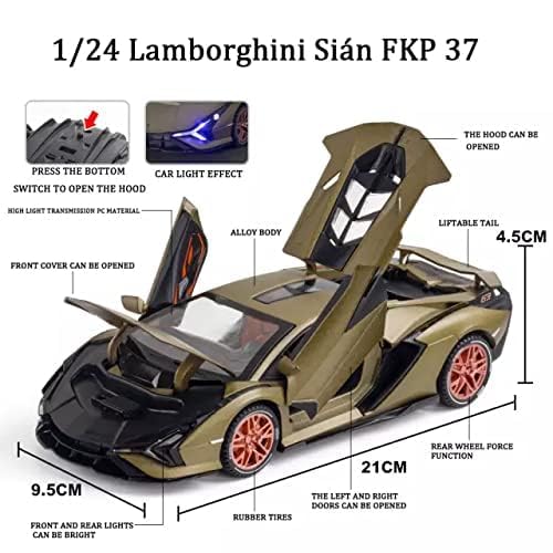 Image of SPITEN LAMBOR SIAN FKP 37 Sport 1:24 Big Size Diecast Scale Model Alloy Metal Pull Back Toy car for Kids with Openable Doors & Light, Music Toy Vehicle for Kids - Colors as Per Stock