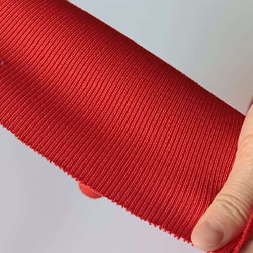 Image of TinaKim Ribbing Knit Fabric, for Waistbands Collar Cuffs Material (Strip of Red, 40x8in)