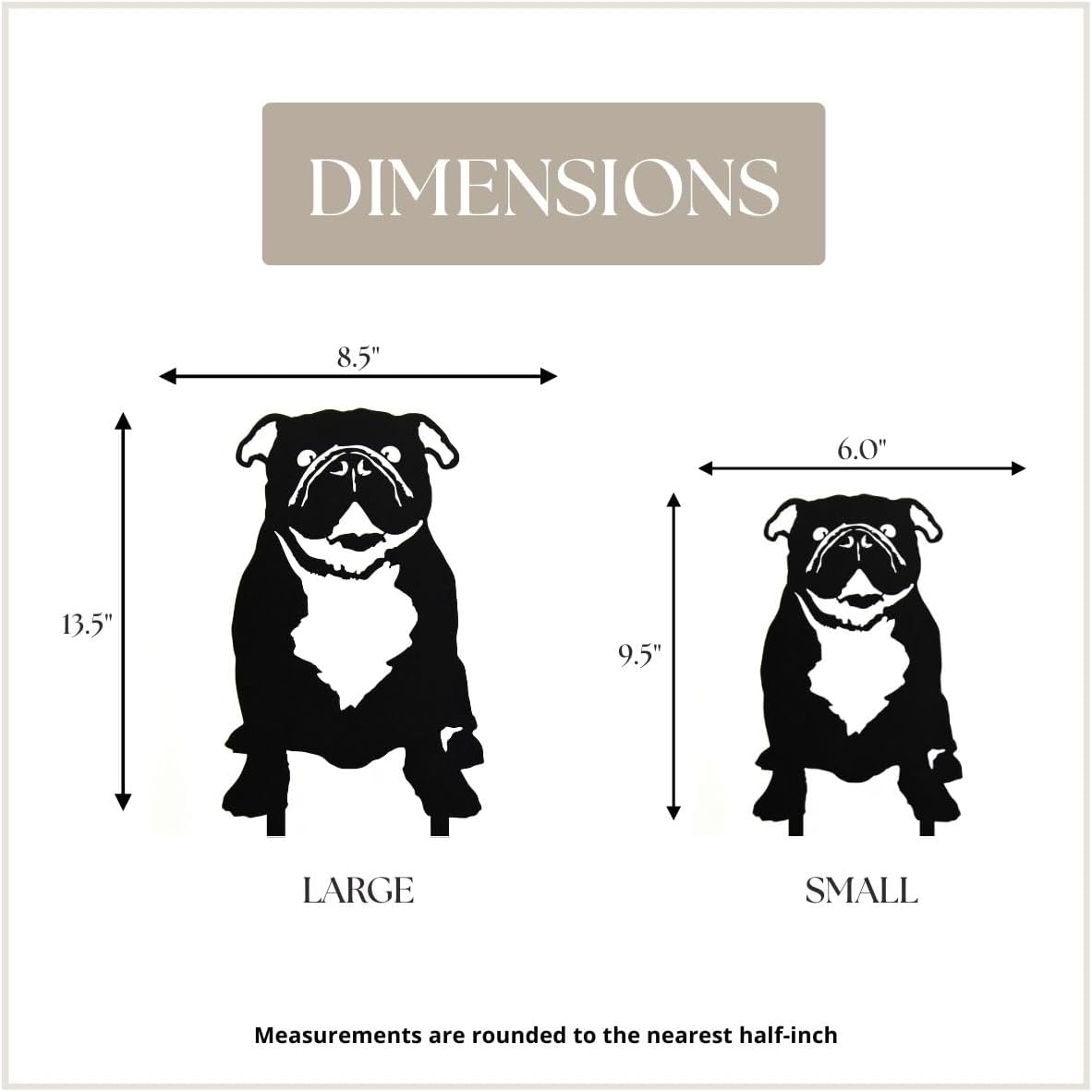 Black Powder Coated Metal English Bulldog Dog Silhouette Yard Stake (Small)
