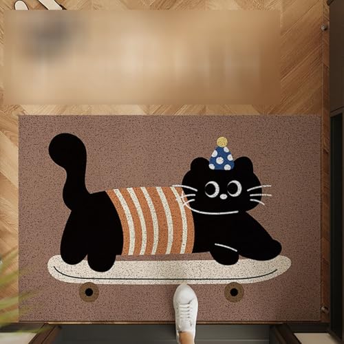 玄関マット 屋外 猫柄 泥落とし 大きめ 滑り止め ドアマット カーペット 可愛い 防ダニ 防カビ 清潔で簡単 PVC 足踏みマット お手入れ簡単 コイルマット 耐摩耗性 家庭用 店舗 屋外用ドアマット お店 120*140cm