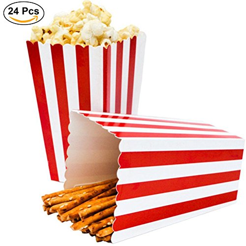 Ouinne Scatole di Popcorn, 24PCS Scatole Popcorn Sorpresa Modello di Banda Decorativi per il Partito per i Favori del Partito di Film (Rosso)